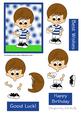 Rugby Boy (blue & White Stripes) - Decoupage