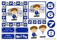 Little Football Fan (blue & White) - 5in x 5in