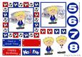 Little Football Fan (blue, Red & White) - 5in x 5in