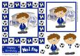 Little Football Fan (blue & White) - 6in x 6in