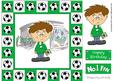 Little Football Fan (green & White) - 8in x 8in