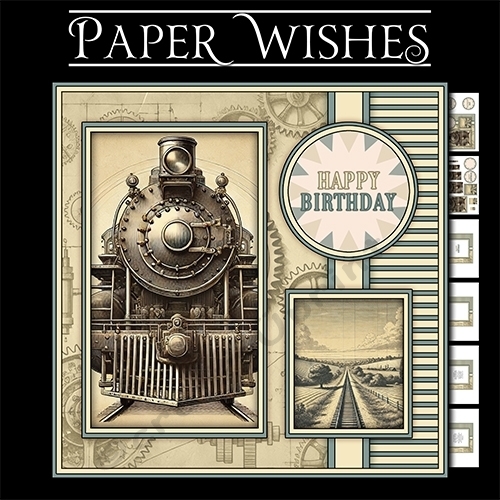 Full Steam Ahead 7x7 Birthday / Retirement pyramage mini kit a journey to remember