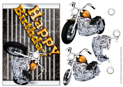 Motorcycle Card Front with Decoupage