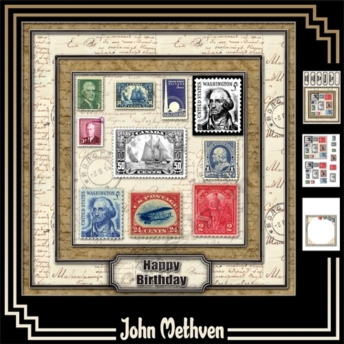 Stamp Collector 8x8 3 Page Decoupage Mini Kit