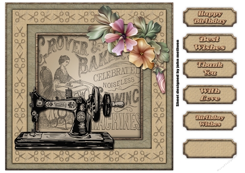 Sewing 8x8 Decoupage 3 Page Mini Kit