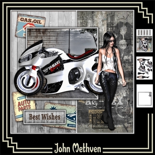 Biker Girl 8x8 Decoupage Mini Kit