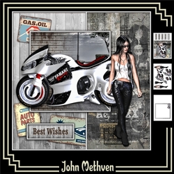 Biker Girl 8x8 Decoupage Mini Kit