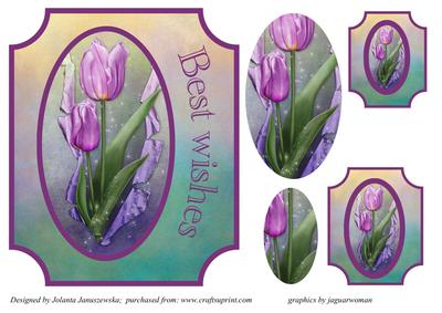 Tulip Best Wishes Card Front and Tags