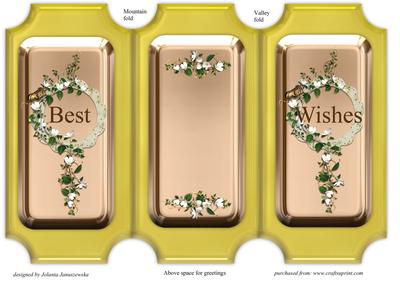 Copper and Gold Best Wishes Fold Back Card