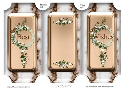 Best Wishes Marble and Copper Fold Back Card