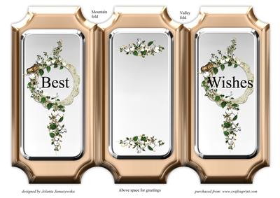 Copper and Silver Best Wishes Fold Back Card
