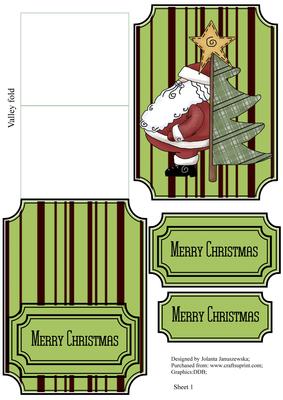 Cartoon Santa Small Easel Card Sheet 1