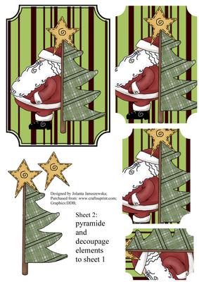 Cartoon Santa Small Easel Card Sheet 2