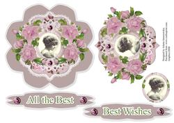 Pink Roses Frame and Vintage Lady