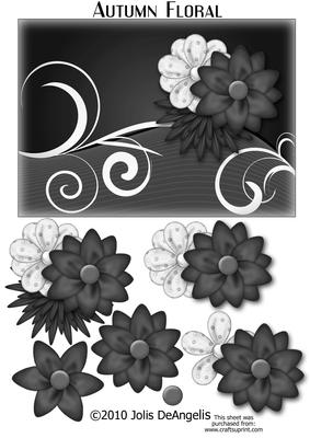 Autum Floral 4 Black and White