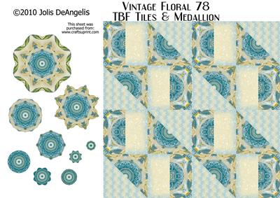 Vintage Floral 78, Blue Iris Tbf Tiles & Medallion