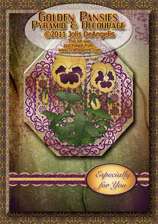 Golden Pansies Decoupage/pyramid A5 Card Kit