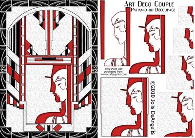 Art Deco Couple A5 Card, Pyramid and Decoupage Layers