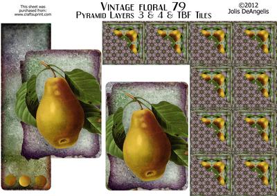 Vintage Floral 79, Pear A5 Pyramid Layers W/tbf Tiles
