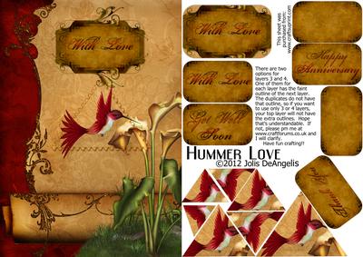 Hummer Stamped Love, A5 Triangle Pyramid Card