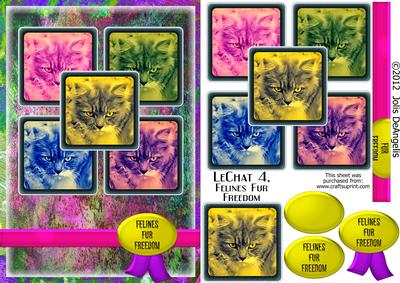 Lechat 4, Felines Fur Freedom A5 Pyramid Card