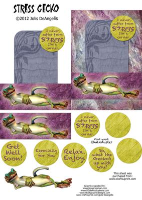 Stress Gecko, A6 Easy Step by Step Card