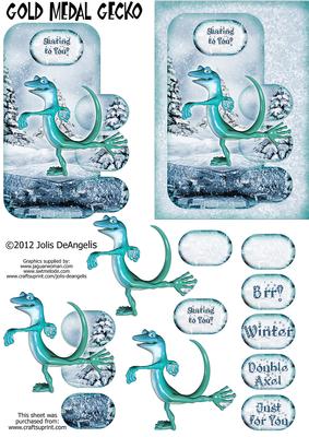 Gold Medal Gecko, A6 Step by Step Card