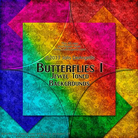 Butterflies I A, Jewel-toned Background Papers