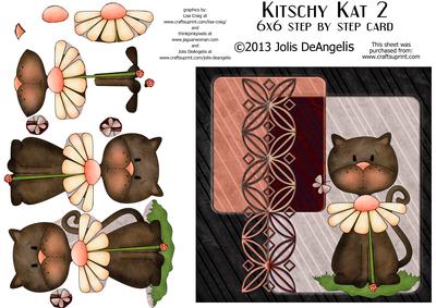 Kitschy Kat 2, 6x6 in Step by Step Card