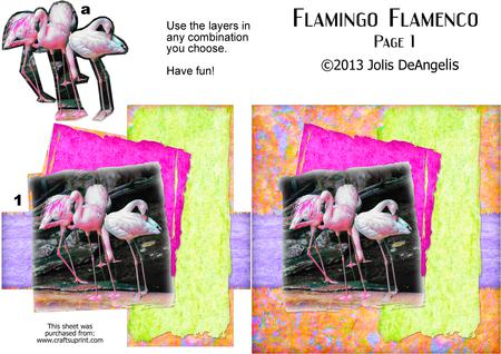 Flamingo Flamenco, 5.5 X5.5 Inch Step by Step Card