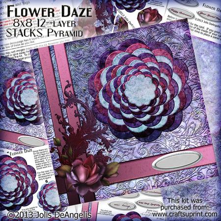 Floral Daze, 8x8 12-layer Stacks Pyramid