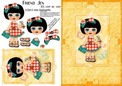 Friend Jen, A5 Step by Step Card