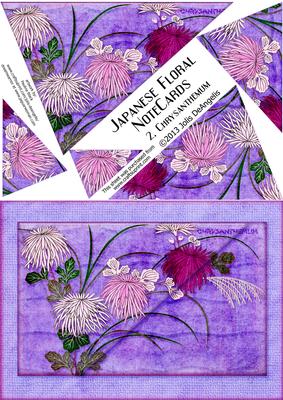 Japanese Floral Notecards 2, Chrysanthemum A5 Pyramid Card