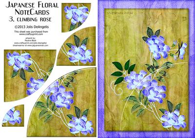 Japanese Floral Notecards 3, Climbing Rose A5 Pyramid Card