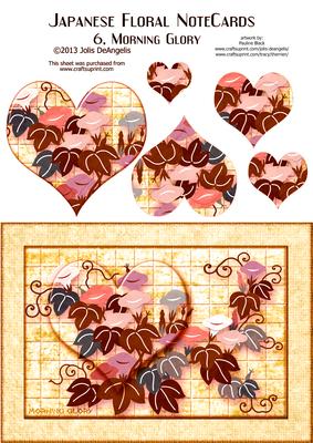 Japanese Floral Notecards 6a, Morning Glory, A5 Pyramid Card