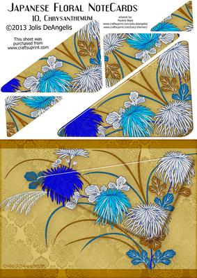 Japanese Floral Notecards 10, Chrysanthemum, A5 Pyramid Card