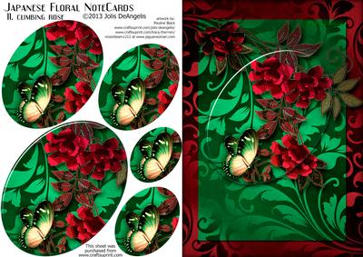 Japanese Floral Notecards 11, Climbing Rose, A5 Pyramid Card