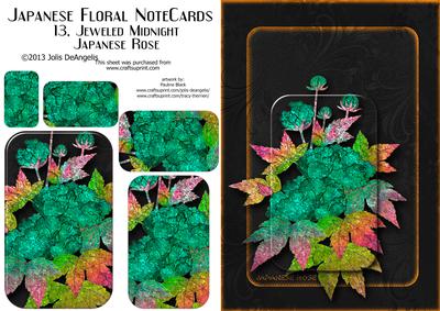 Japanese Floral Notecards 13, Japanese Rose, A5 Pyramid Card