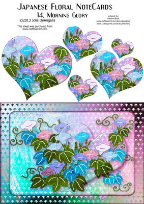 Japanese Floral Notecards 14, Morning Glory, A5 Pyramid Card