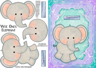 Wee Ones Elephant, A5 Step by Step Card