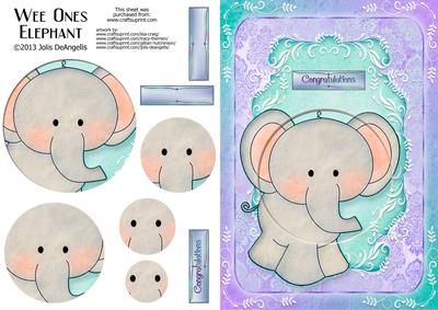Wee Ones Elephant, A5 Pyramid Card