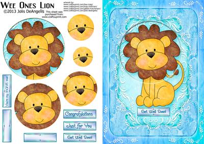 Wee Ones Lion, A5 Pyramid Card
