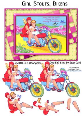 Girl Stouts, Bikers, 5x7 Card