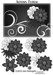 Autum Floral 4 Black and White