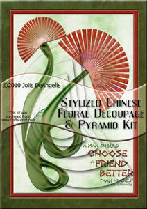 Stylized Chinese Floral Decoupage & Pyramid Card Kit