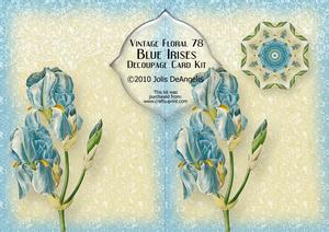 Vintage Floral 78, Blue Iris Decoupage Card Kit