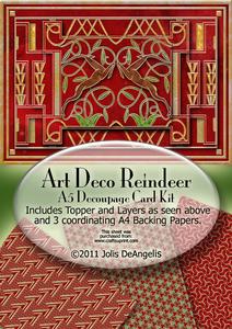 Art Deco Reindeer A5 Decoupage Card Kit