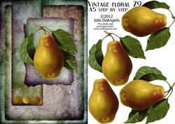 Vintage Floral 79, Pear A5 Step by Step and Pyramid Cards