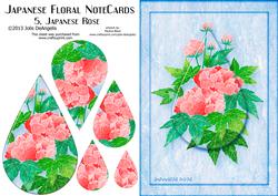 Japanese Floral Notecards 5, Japanese Rose, A5 Pyramid Card
