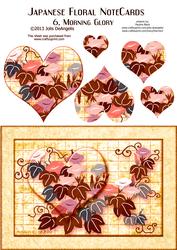 Japanese Floral Notecards 6a, Morning Glory, A5 Pyramid Card